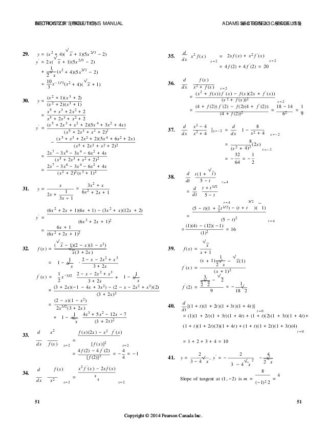 Calculus: A complete course, 6ed., Instructors solutions manual